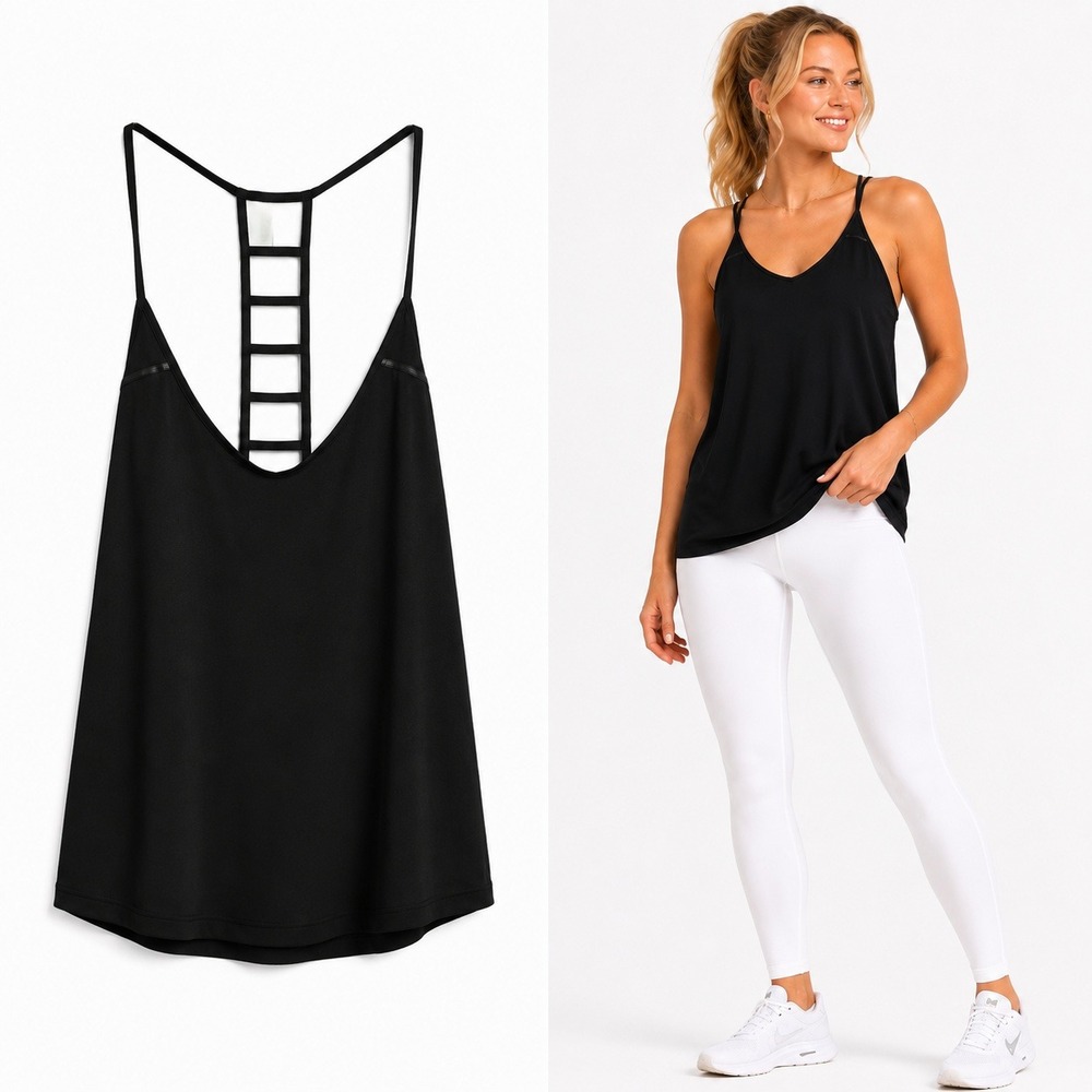 Lululemon Tank Top Womens Black Wild Tank Ladder Back Athletic Sporty Relaxed